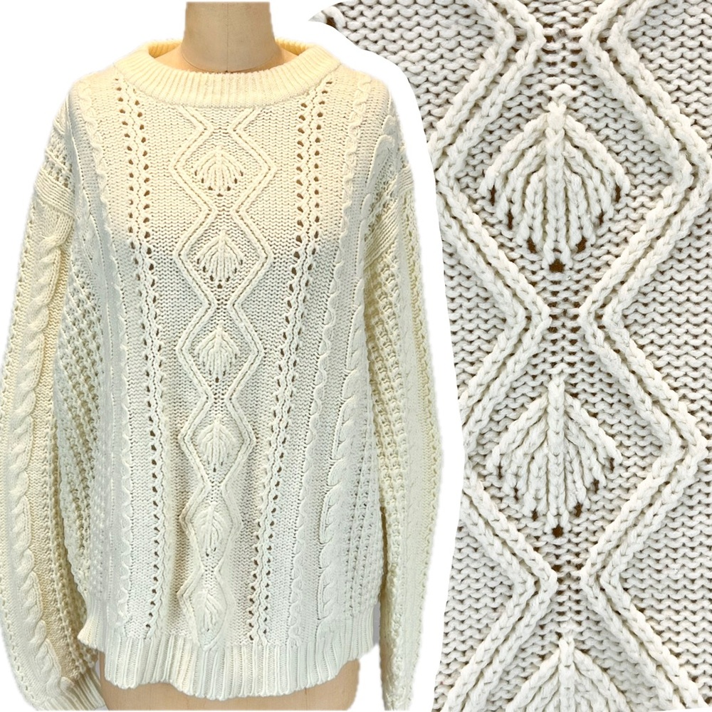 VINTAGE fisherman’s cable knit‎ sweater mens women New England Classic nautical